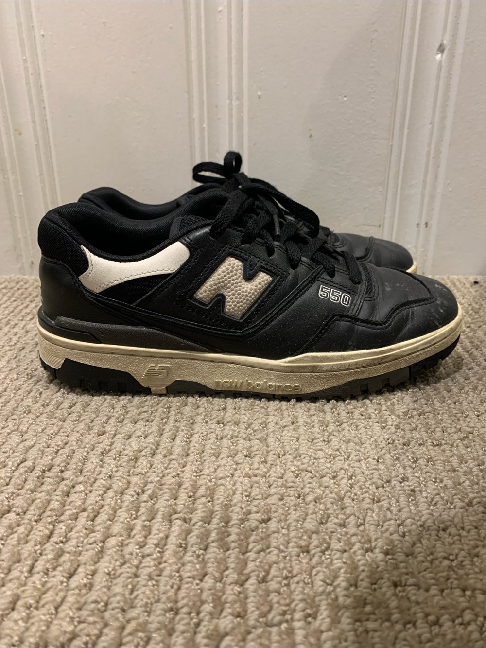 New Balance 550 Black and Cream Low-Top Sneakers